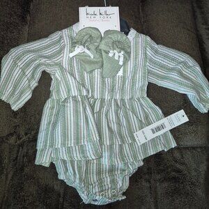 Nicole Miller New York LS 1 pc Creeper w/Booties Baby Girl Size 6/9 months NWT